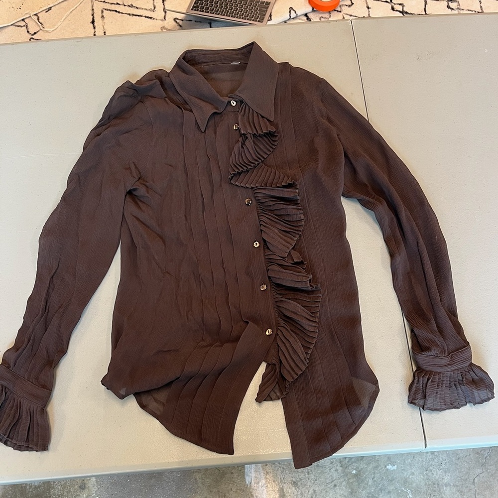 Brown Button Down Shirt with Classic Design